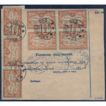 Украина. УНР. Тариф Деникина. Бланк денежного перевода по почте из Жмеринки 14.11.1919.