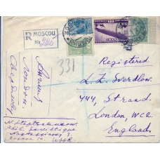 USSR. 1932. Registered letter sent from Moscow to UK on April 28, 1932.