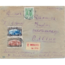 USSR. 1929. Registered letter sent from Moscow to Denmark on May 13, 1929.