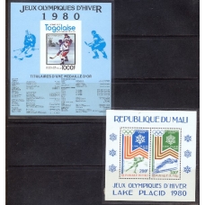 Two blocks of stamps: Togo and Mali. Winter Olympic Games 1980